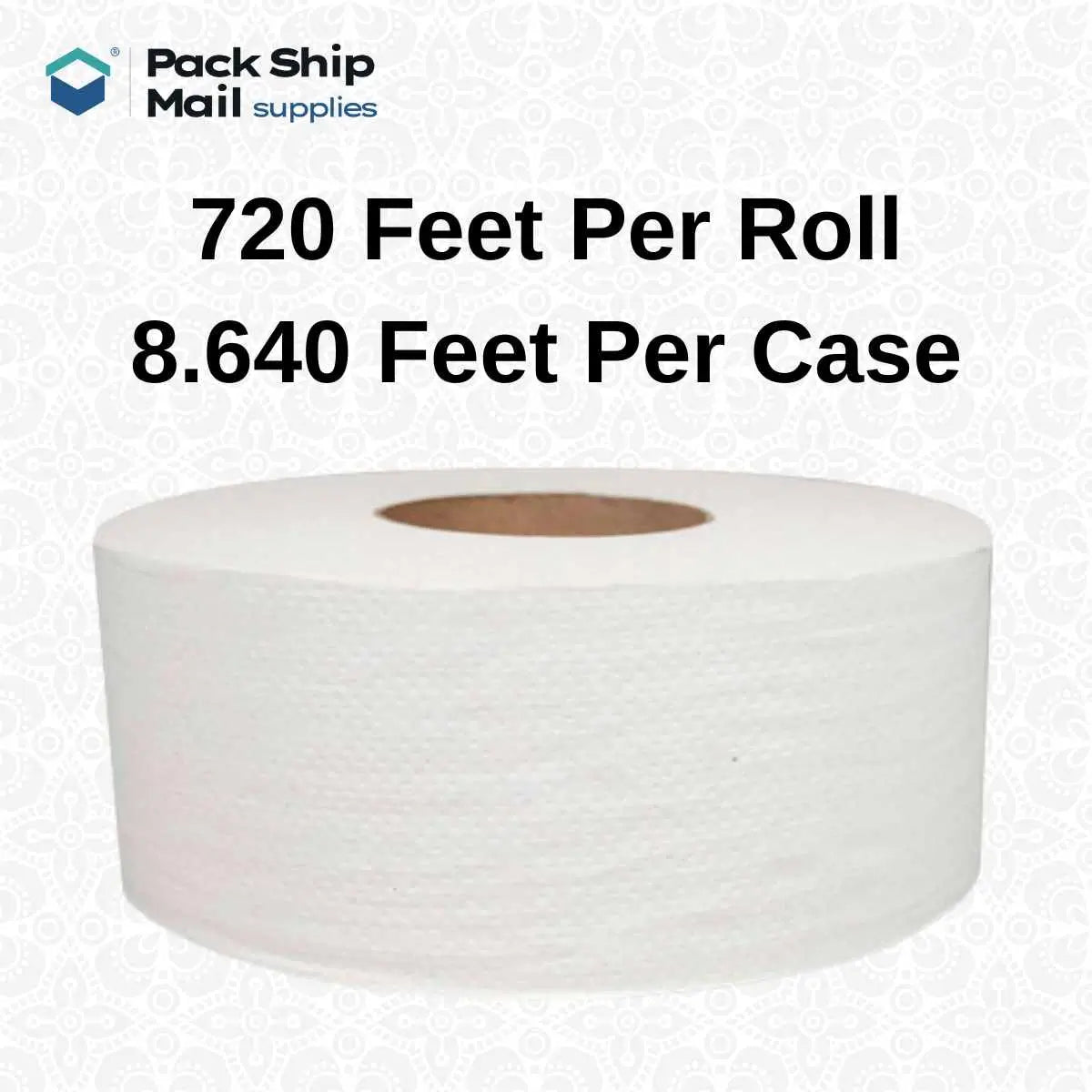 Pack of 12 bathroom tissue mini jumbo rolls neatly packaged in a case.