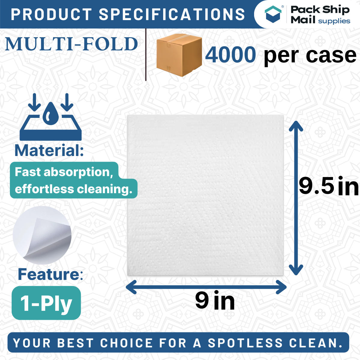 White multifold paper towels, sold in a case of 16 packs.