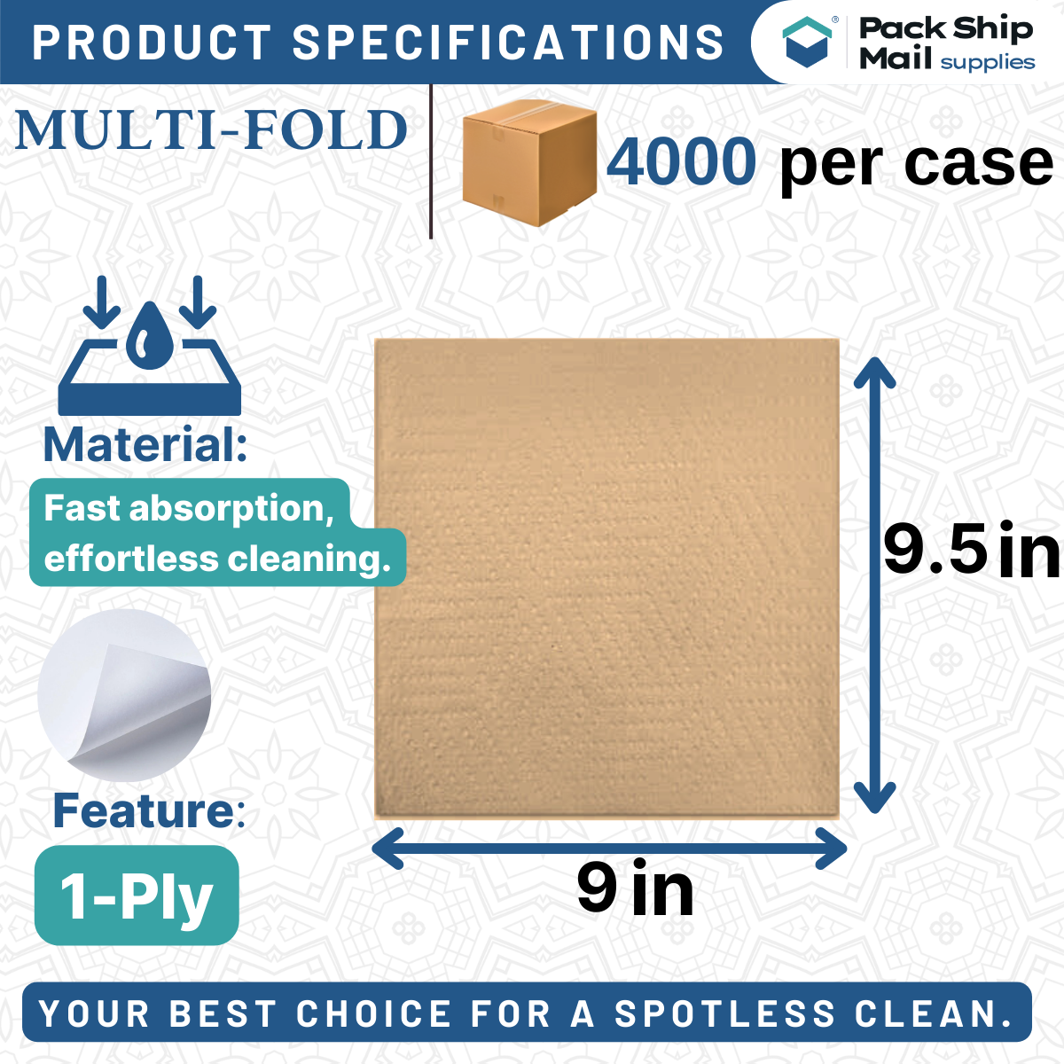 Kraft multifold paper towels, sold in a case of 16 packs.