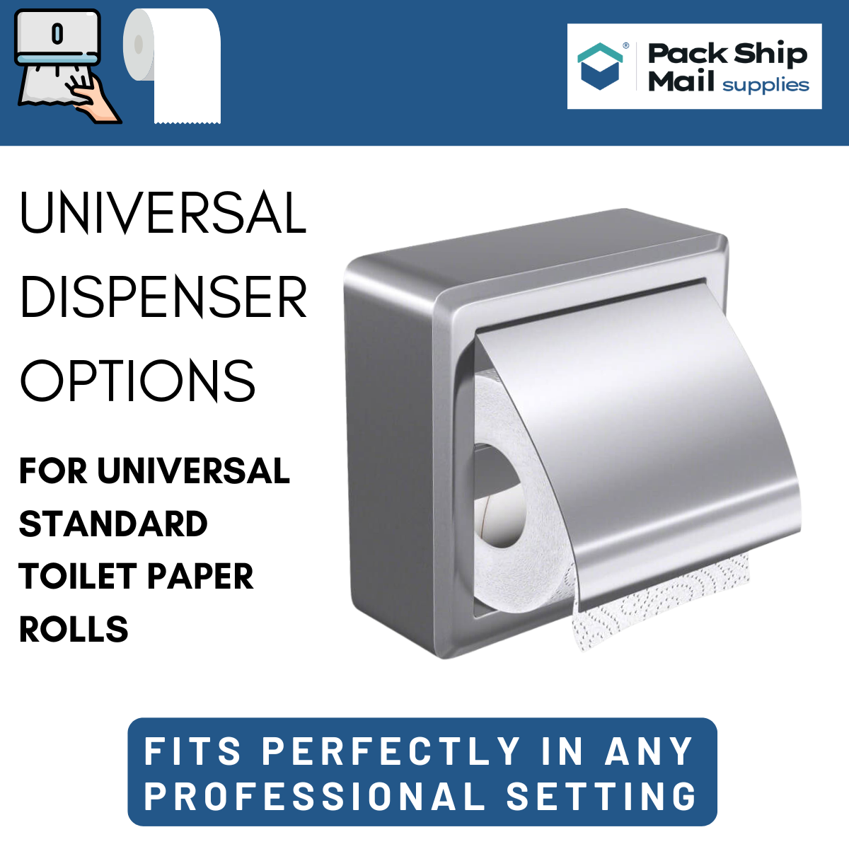 Premium Bathroom tissue roll case with 96 rolls of standard-size toilet paper.