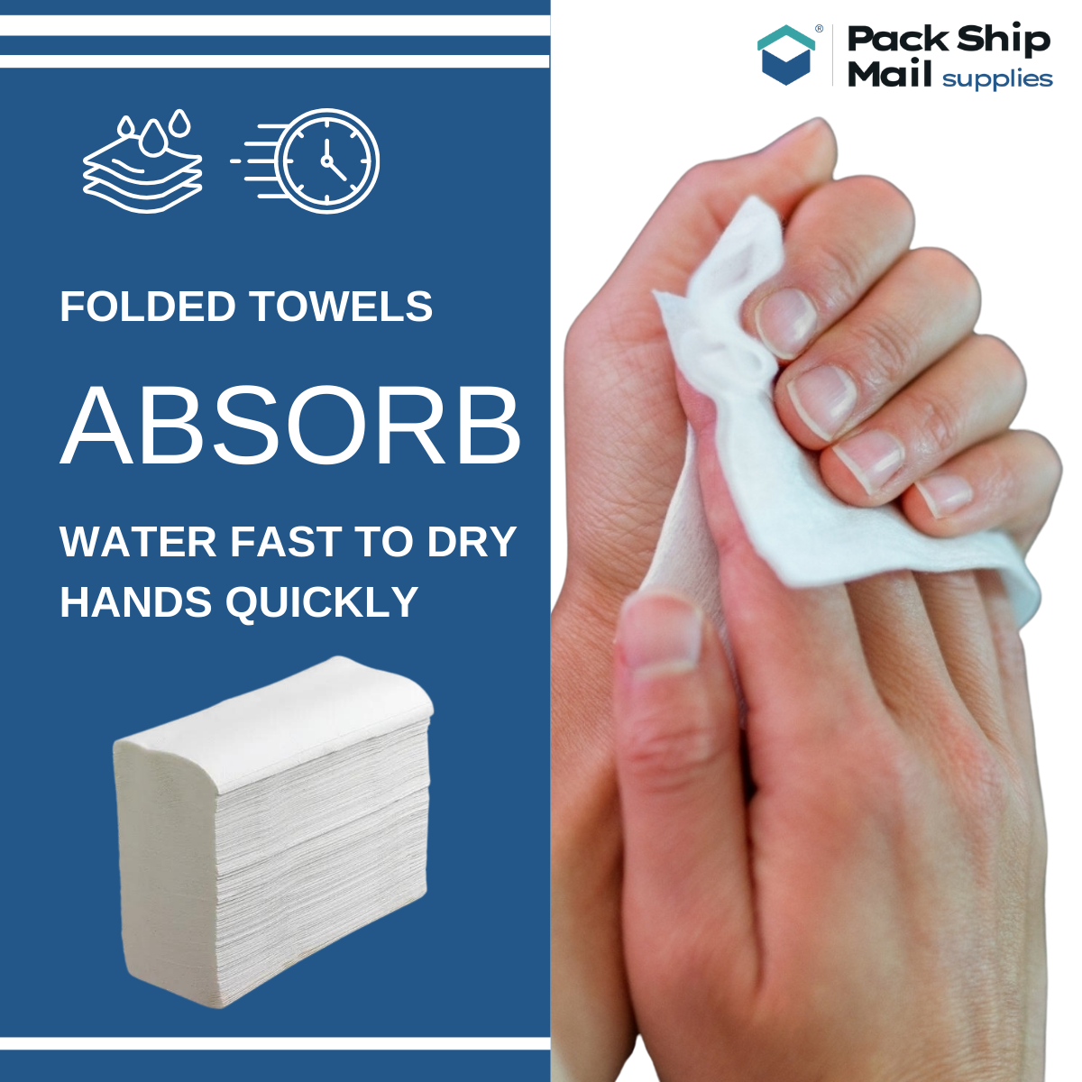 White multifold paper towels, sold in a case of 16 packs.