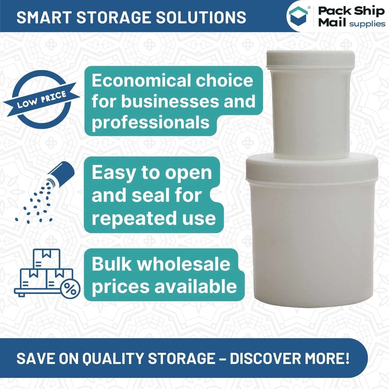 The image showcases a case containing 512 2 oz white ointment jars.