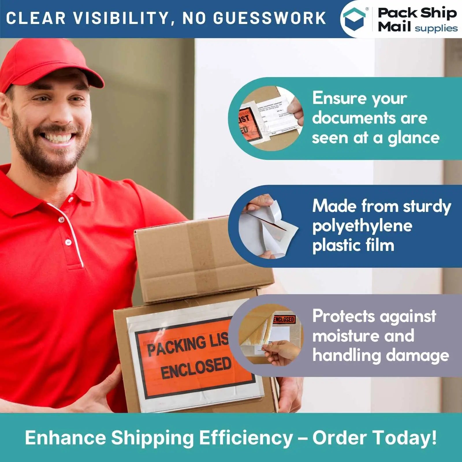 Product image: 4.5 x 5.5 Packing List Envelope (Full Face), 100 per case - Ideal for shipping and organization.