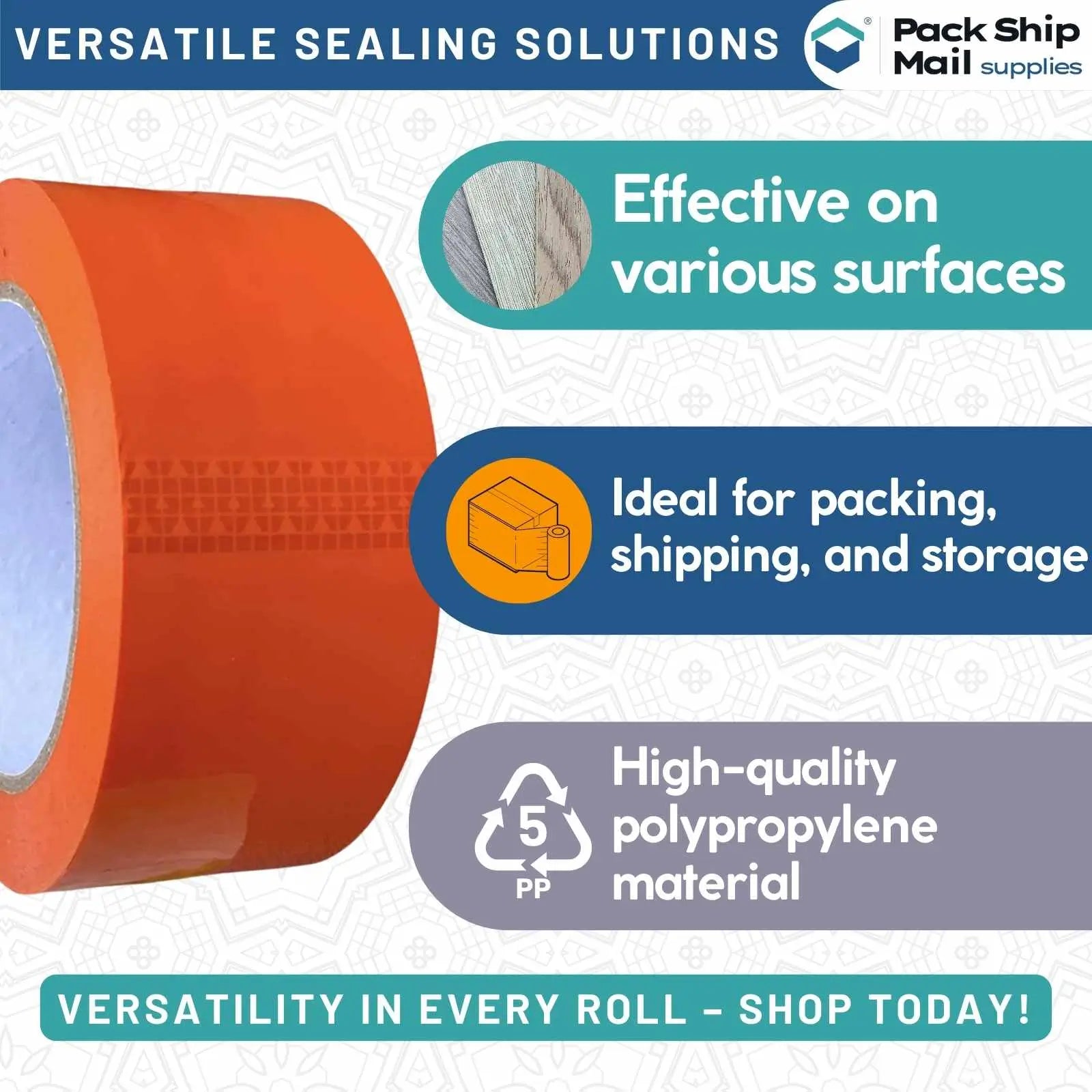 Image showing a case of 24 rolls of 3-inch by 110-yard 2 MIL orange carton sealing packing tape.