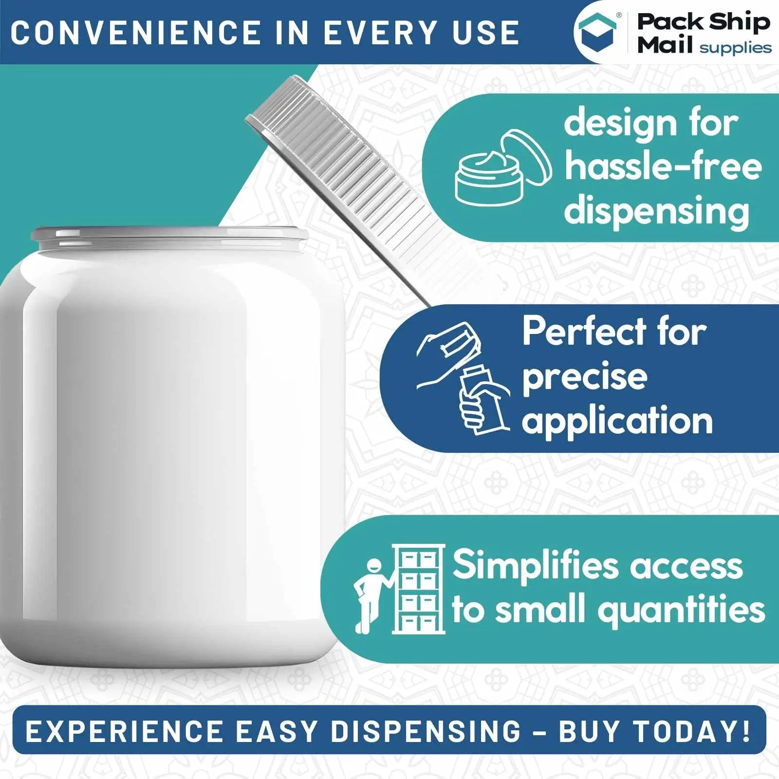 The image showcases a case of 50 1 oz white ointment jars.