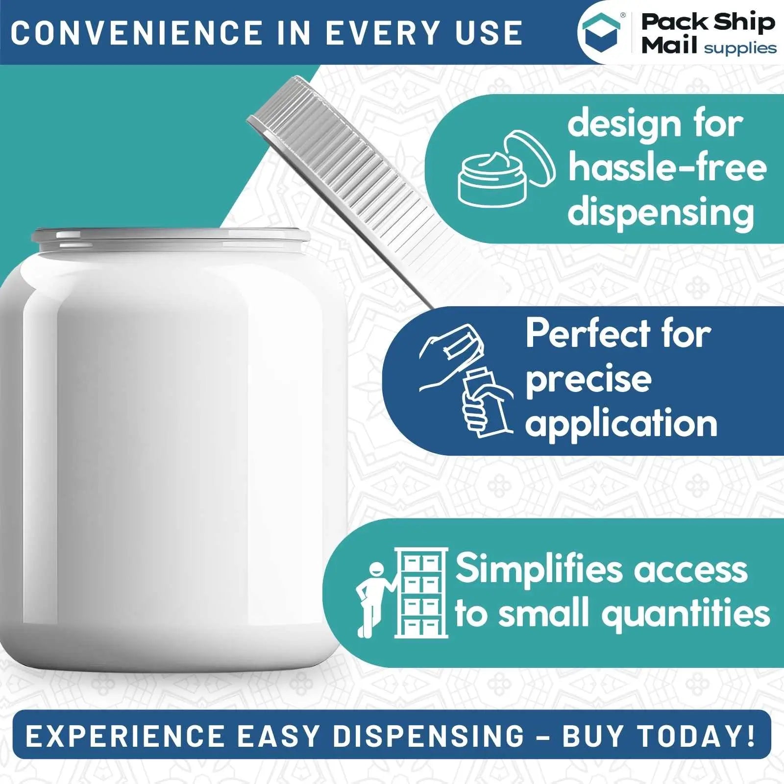 The image showcases a case containing 512 2 oz white ointment jars.