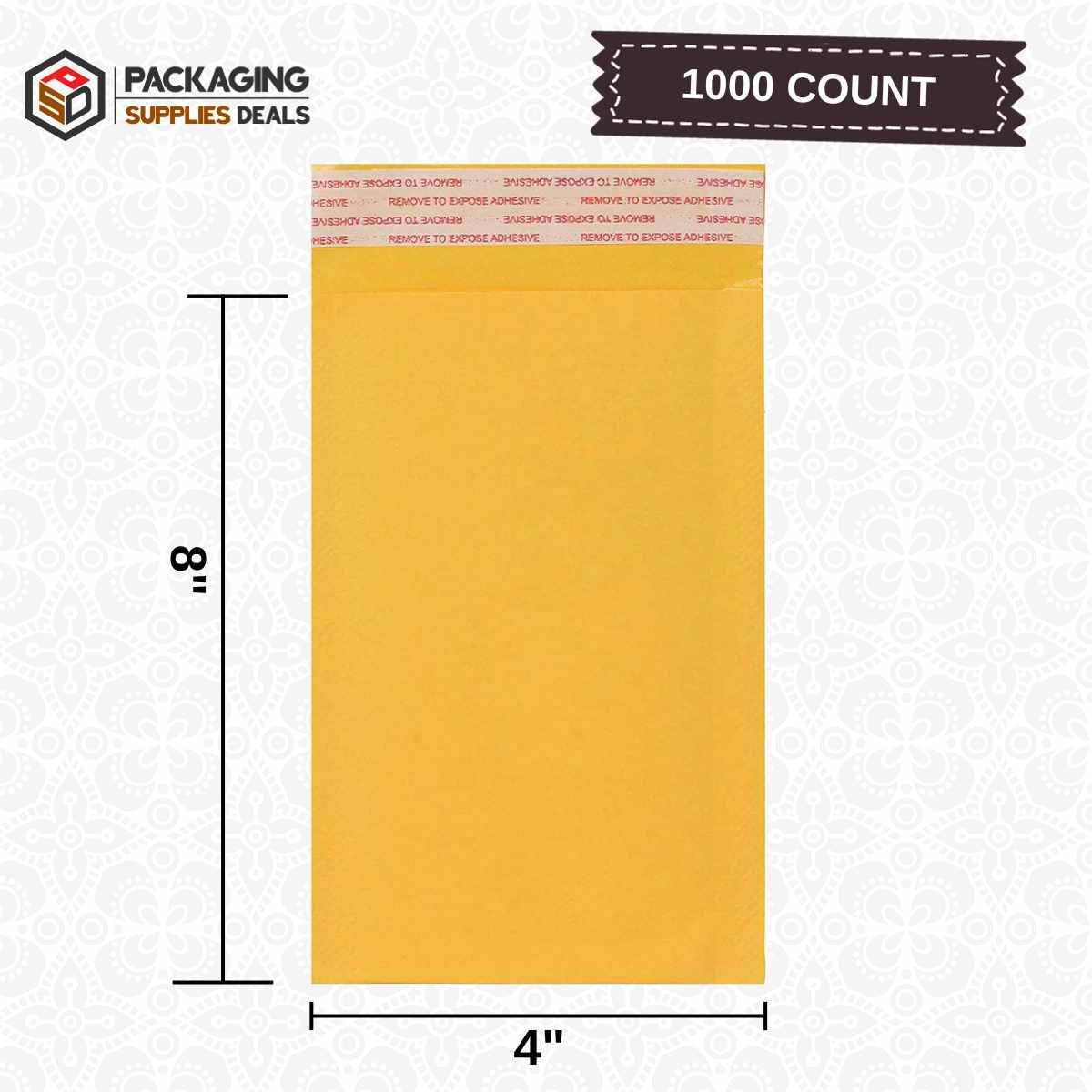 Image of 4 x 8 - #000 Self-Seal Kraft Bubble Mailers, 1000 Per Case