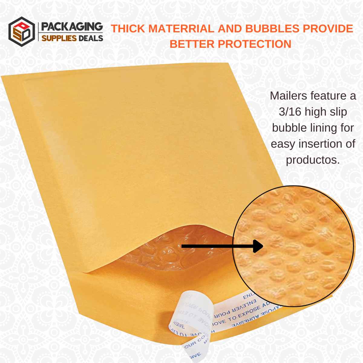 Image of 4 x 8 - #000 Self-Seal Kraft Bubble Mailers, 1000 Per Case