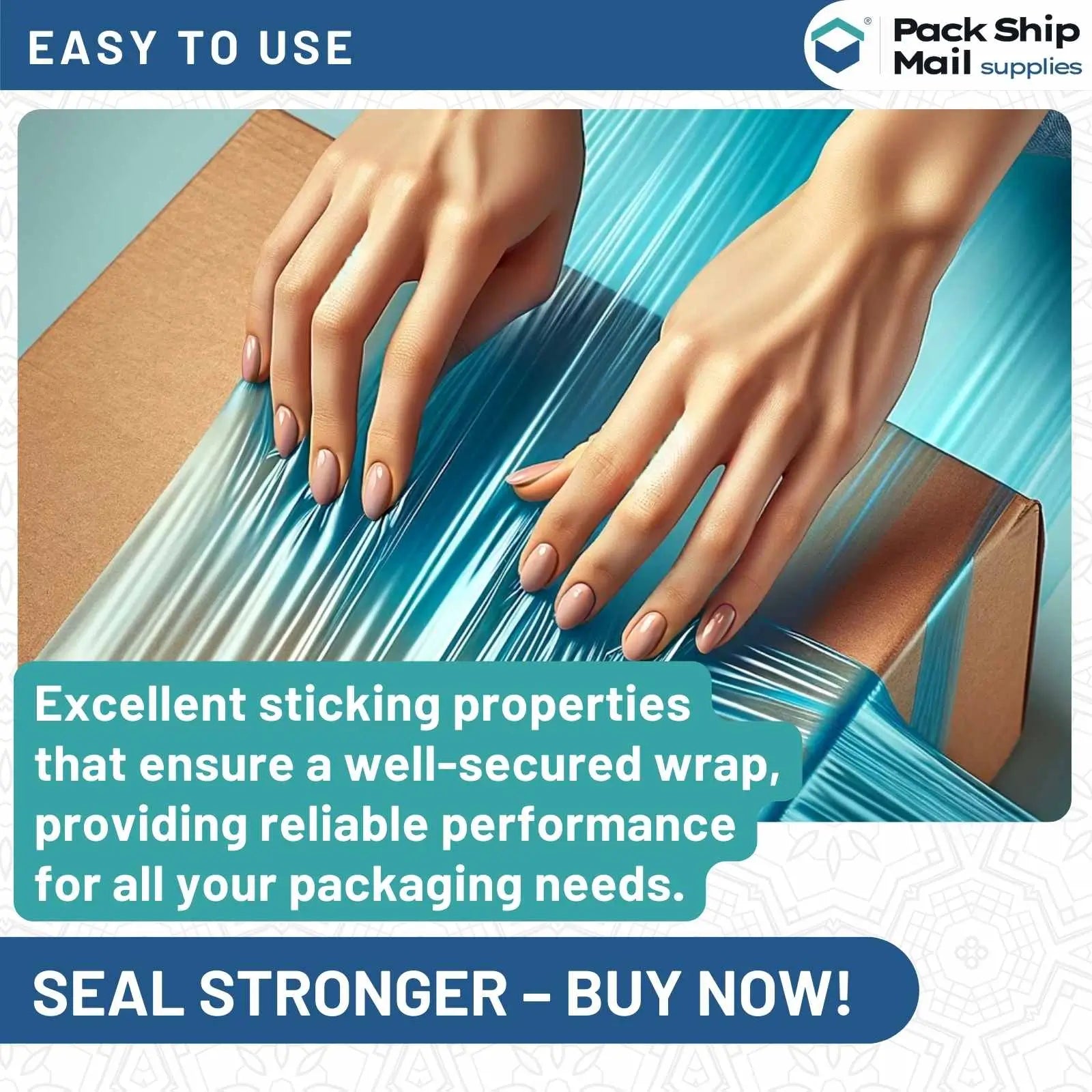 Four rolls of 18-inch by 1000-feet 85 gauge blown stretch blue film, neatly packaged in a case.