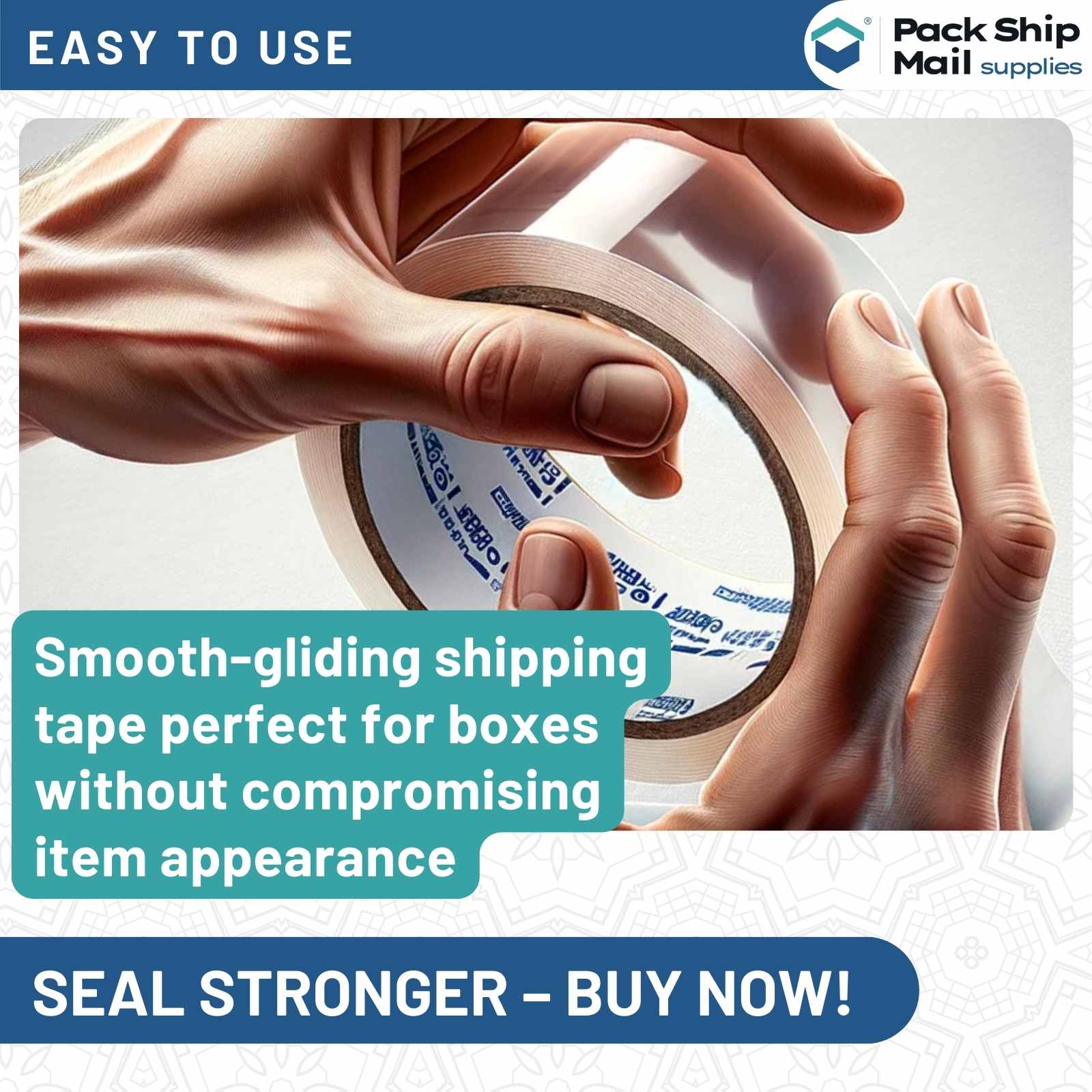 24 rolls of clear 3-inch by 110-yards carton sealing packing tape, 1.8 MIL, arranged neatly in a case.