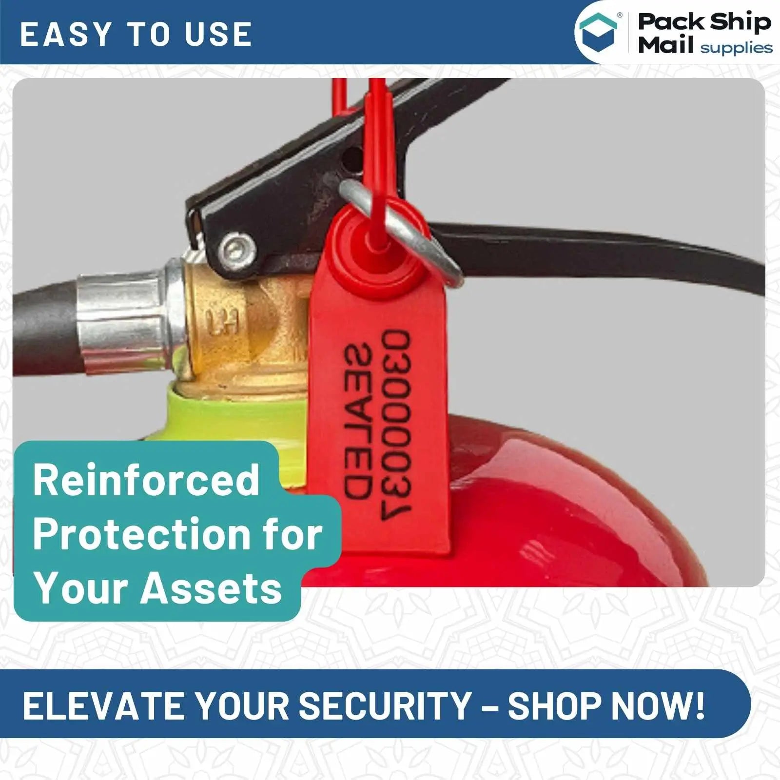 Image of 400 MM Plastic Seals with Metal Groove, conveniently packed in cases of 100.