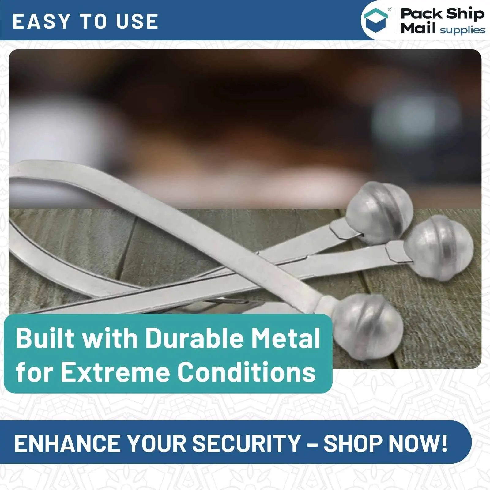 Bulk packaging of Metal Seal Round Head 216 MM, 400 Per Case, showcasing their sturdy, tamper-evident design ideal for secure sealing applications.