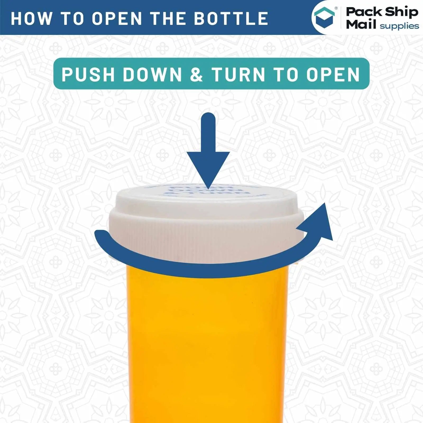 A bulk case of 550, 13 Dram Amber Vials with reversible caps, highlighting their secure and easy-to-use design, perfect for protecting light-sensitive medications.