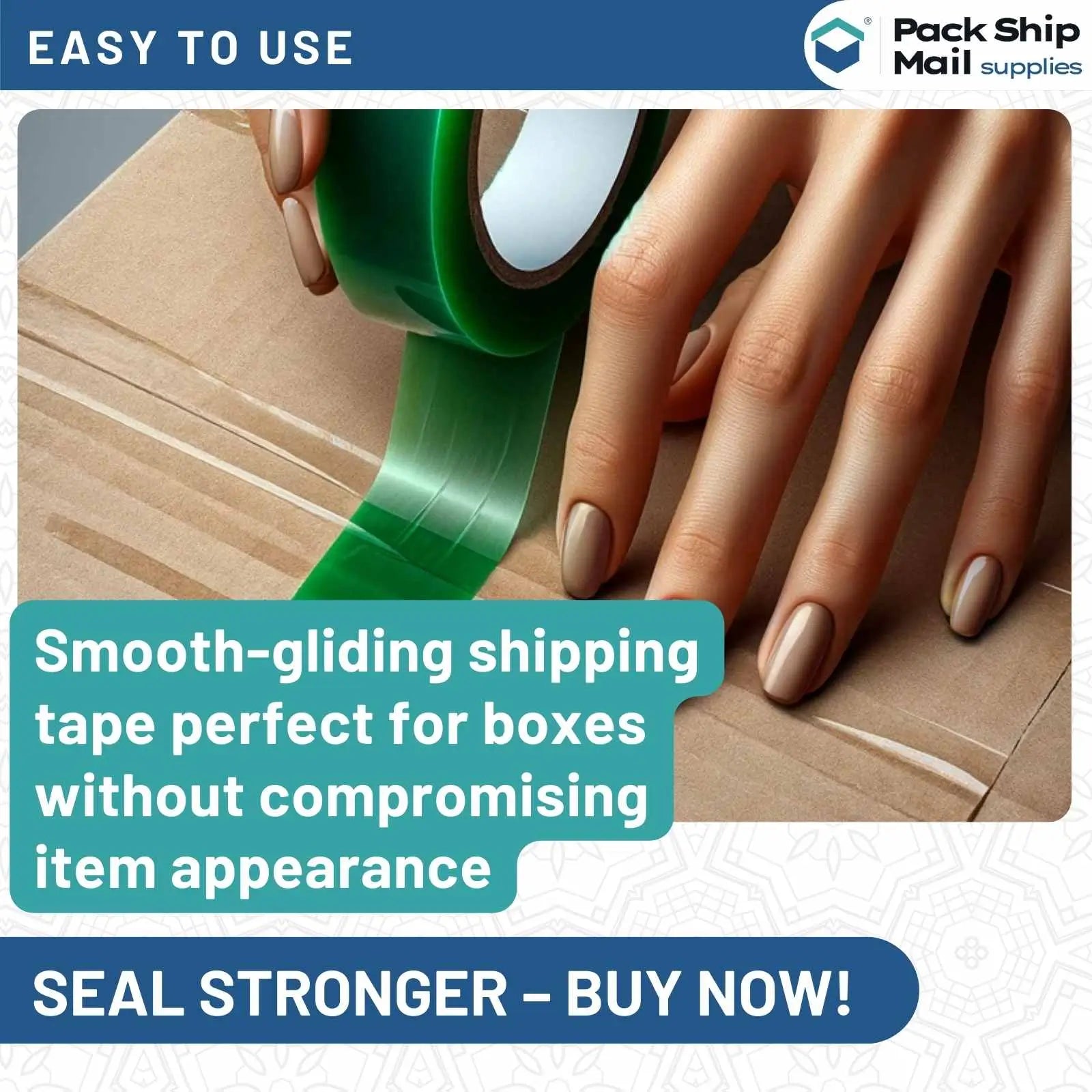 Image showing a case of 24 rolls of 3-inch by 110-yard 2 MIL green carton sealing packing tape.