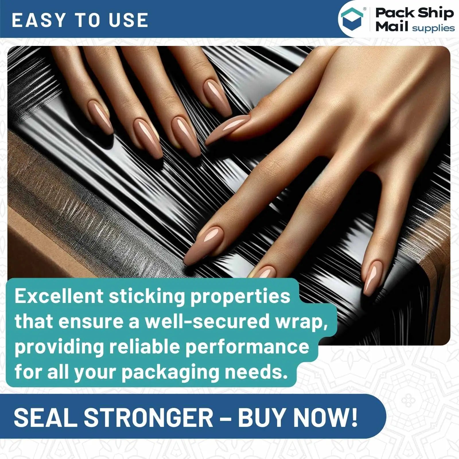 Four rolls of 18-inch by 1000-feet 85 gauge blown stretch black film, neatly packaged in a case.