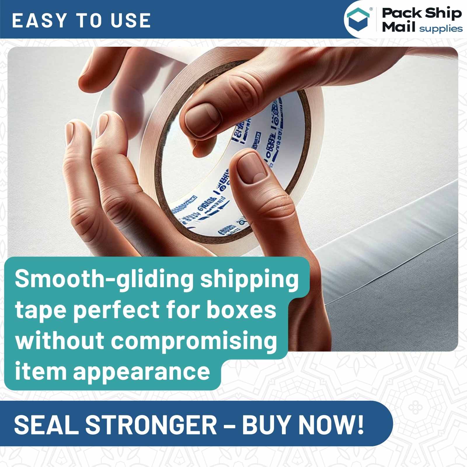 Six rolls of 2-inch by 1000-yard 2.6 MIL clear carton sealing packing tape, organized in a case.