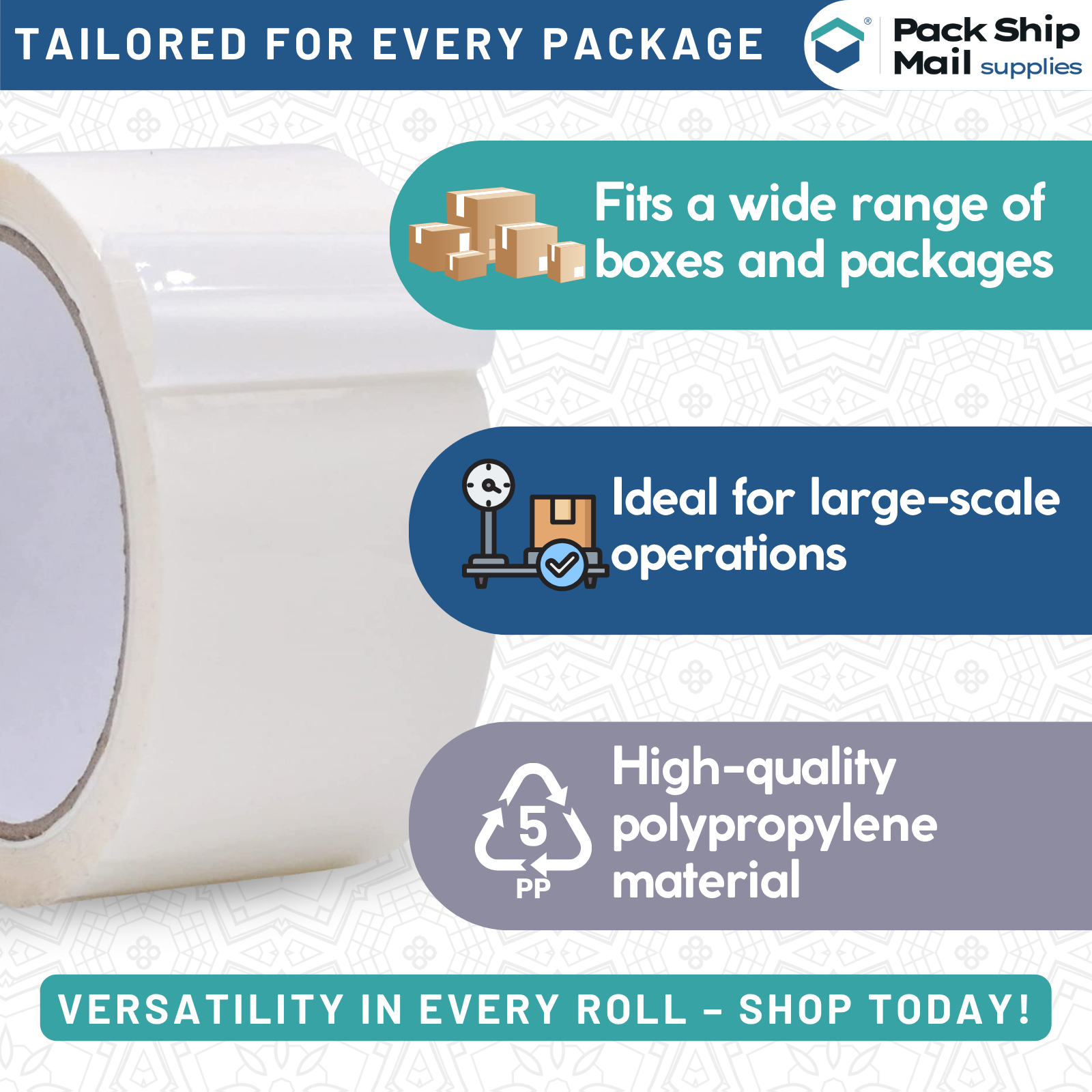 3" x 110 Yards Carton Sealing Packing Tape 2 MIL White 24 Rolls per Case