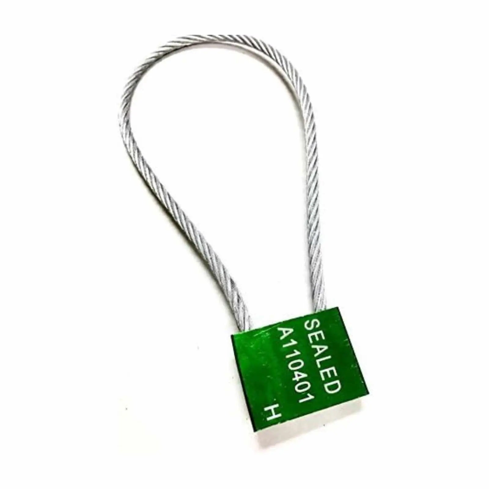 A case containing 300 green cable seals, each 14 inches long and 5 mm thick, neatly packaged for easy use and storage.