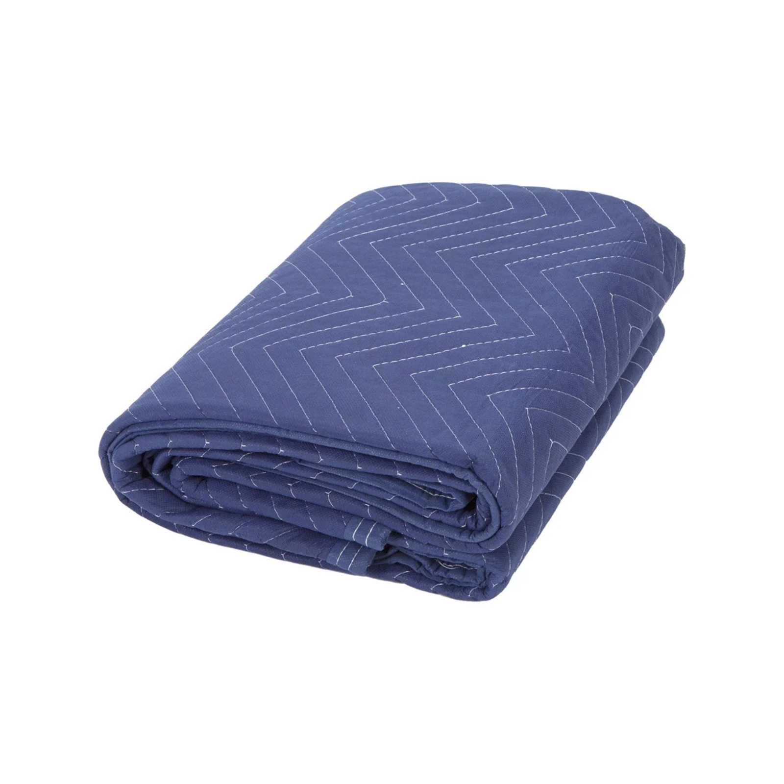 The image showcases a single, heavy-duty moving blanket in a stylish dark blue and black color combination, measuring 72" x 80" and weighing 65 pounds, making it an excellent choice for maximum protection during your move.