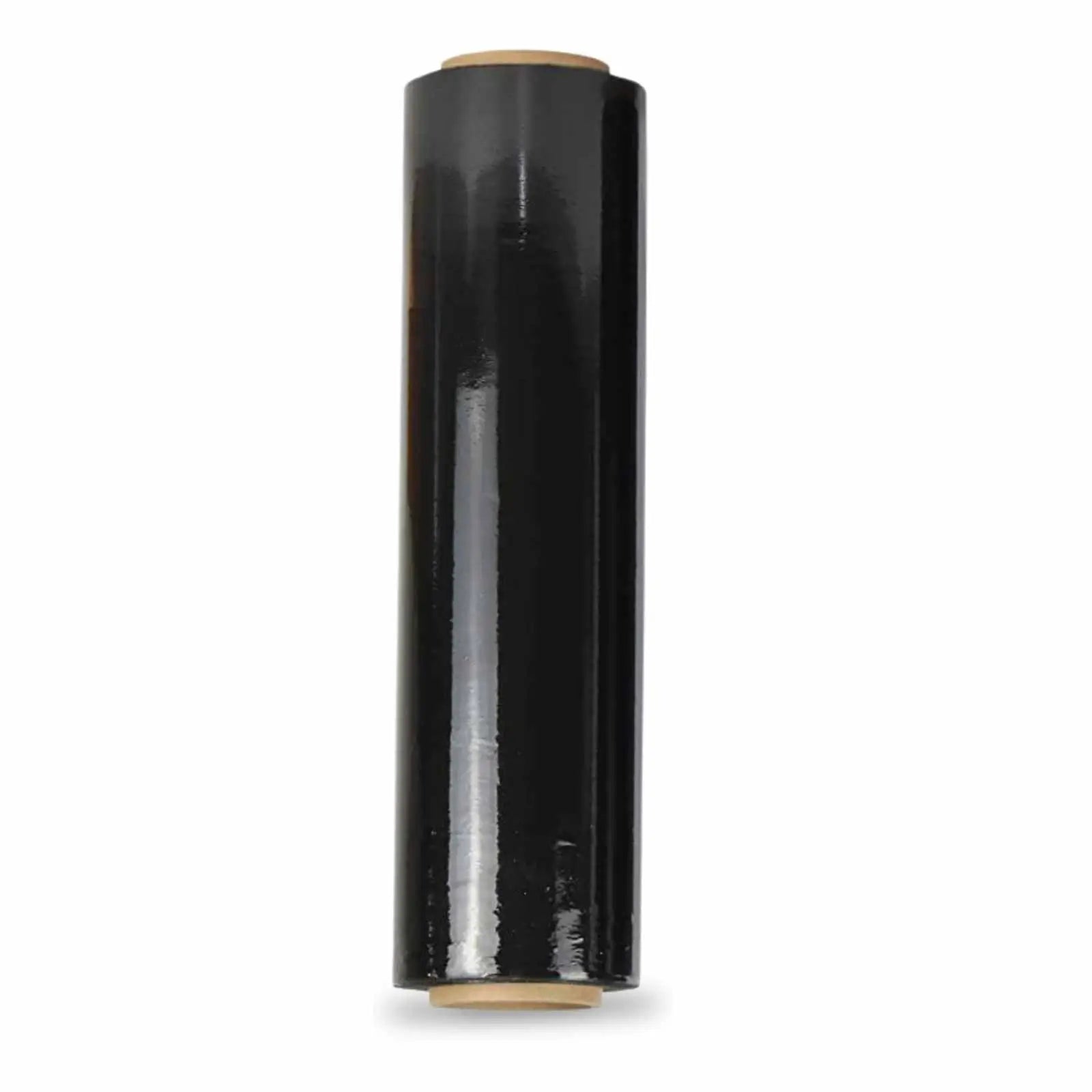 Four rolls of 18-inch by 1000-feet 85 gauge blown stretch black film, neatly packaged in a case.