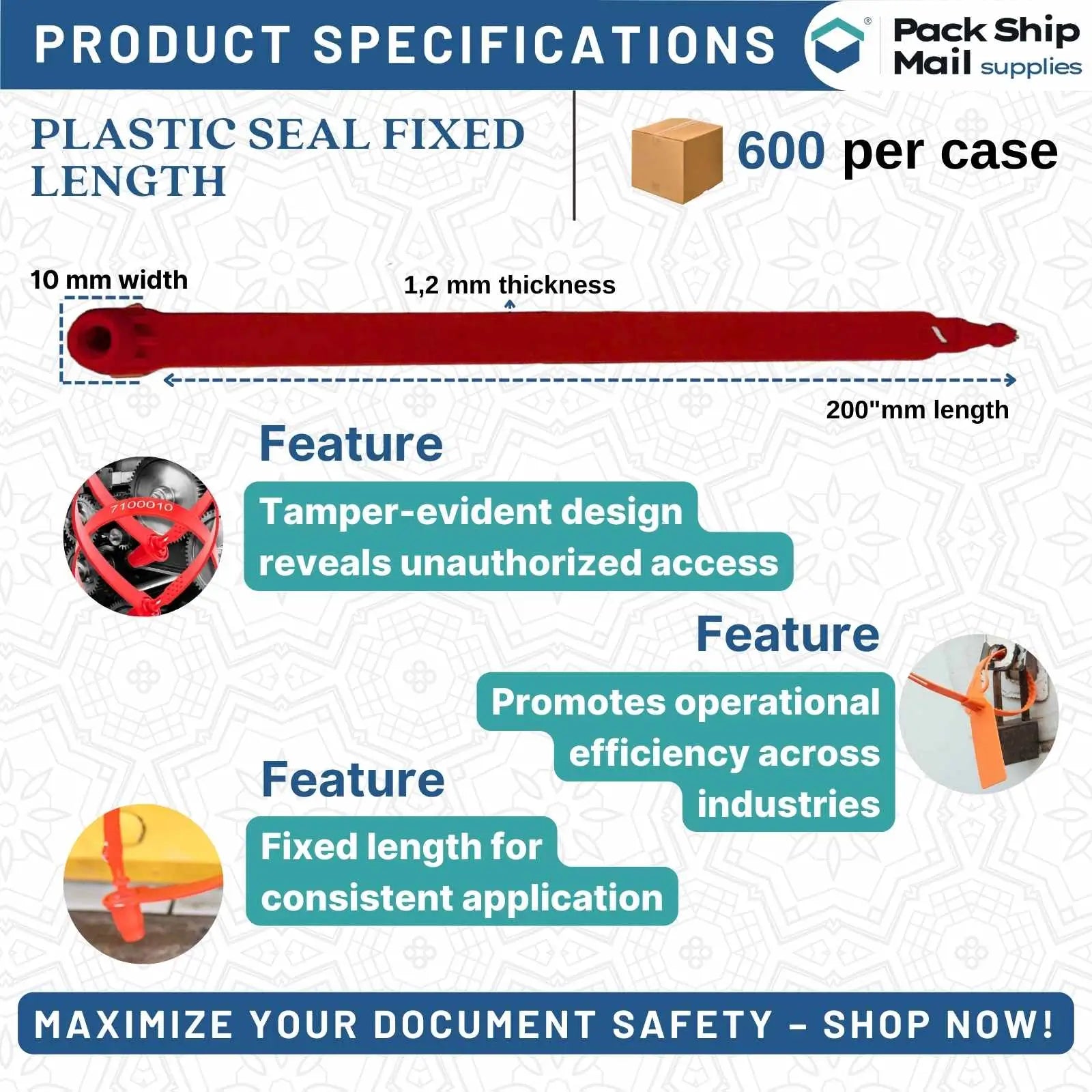 Image: Plastic Seal, Fixed Length 200 MM, Pack of 600