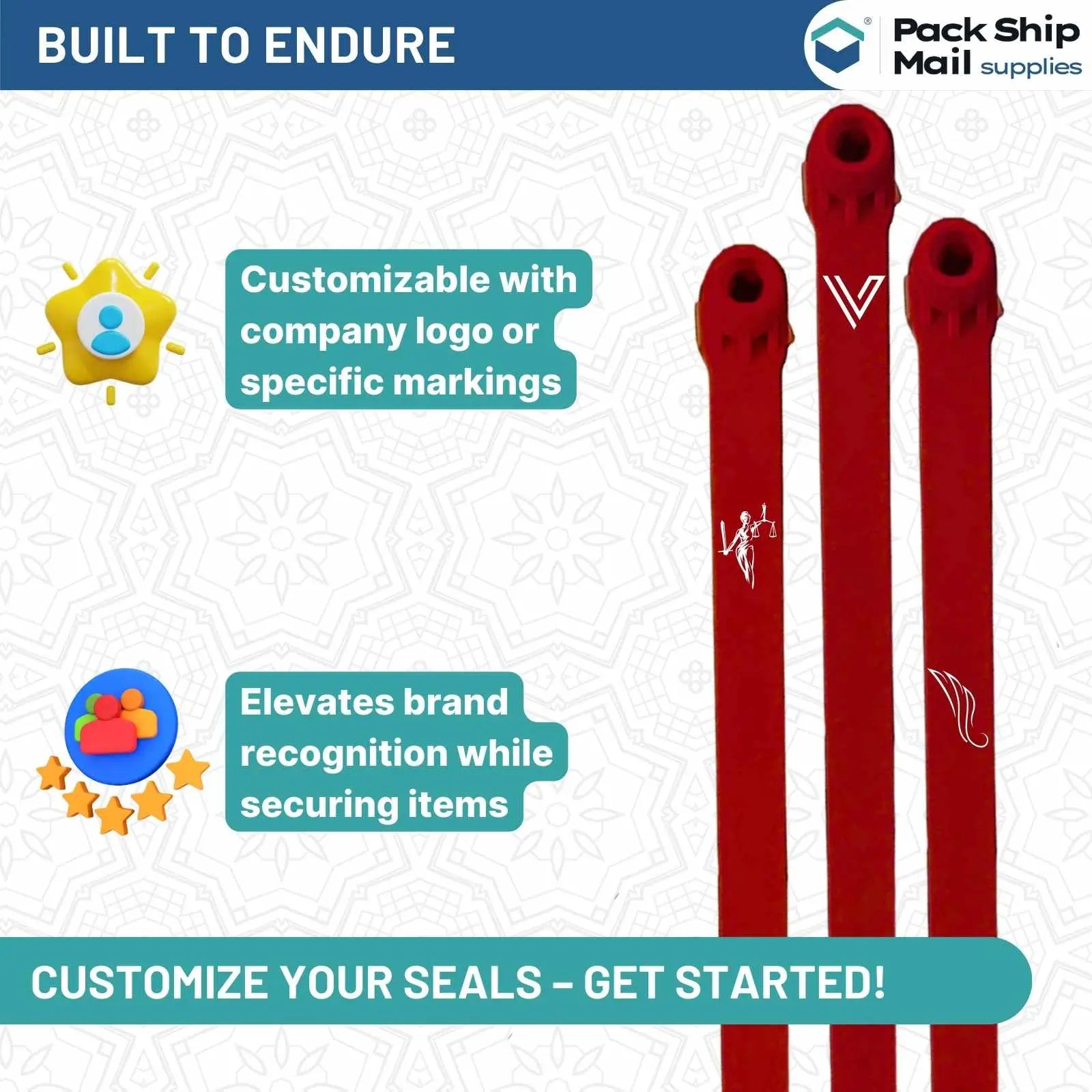 Crate of "Plastic Seal Fixed Length 200 MM 6000 Per Case," featuring sturdy, tamper-evident plastic seals for reliable security in shipping and handling.