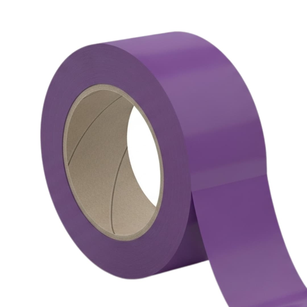 A single roll of purple, heavy-duty carton sealing tape on a white background.
