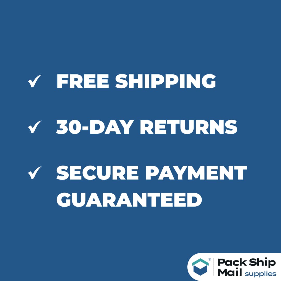 A trust badge graphic guaranteeing free USA shipping, 30-day returns, and secure payment on our shipping supplies.