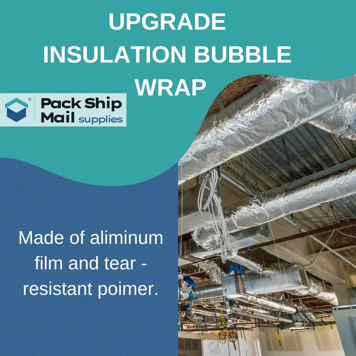 Insulated thermal bubble roll, 3/16" thickness, one roll measuring 48" x 300 feet.