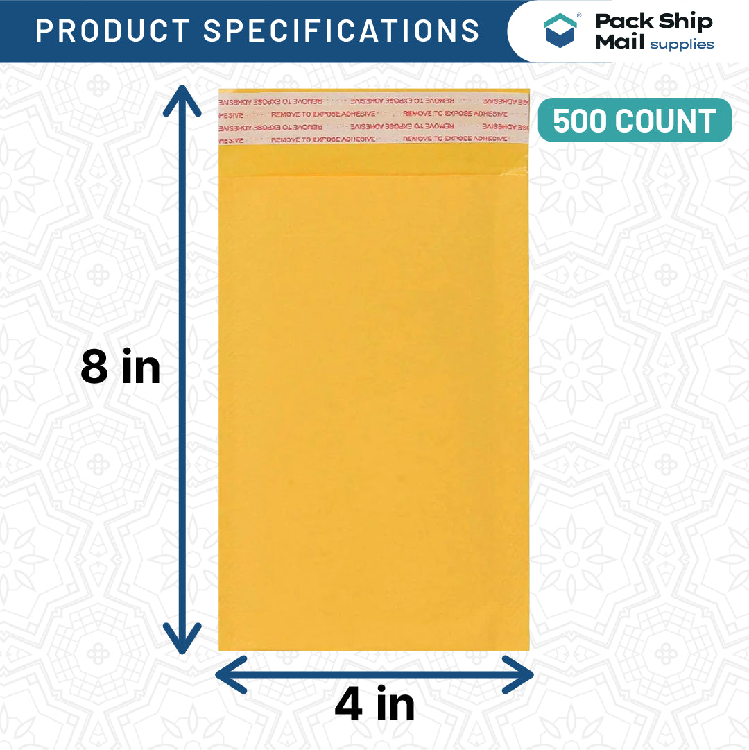 4 x 8 - #000 Self-Seal Kraft Bubble Mailers 500 Per Case
