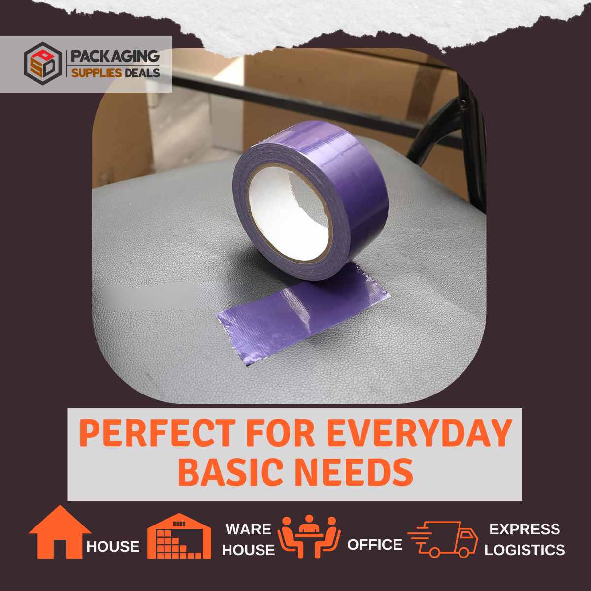Image showing a case of 24 rolls of 3-inch by 110-yard 2 MIL purple carton sealing packing tape.