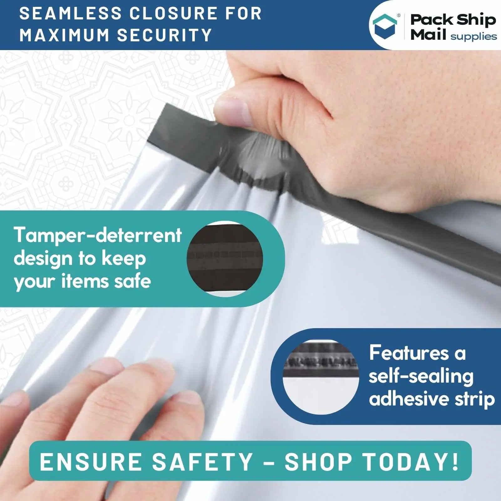 Twenty-five 24" x 24" poly mailers efficiently packed in a case, showcasing their expansive design and capability for securely shipping large or multiple items.