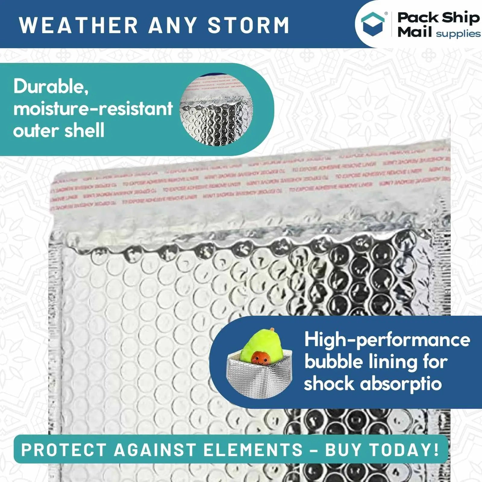 50 Thermal Shield Bubble Mailers, 11 x 15 inches each, packaged in a case.