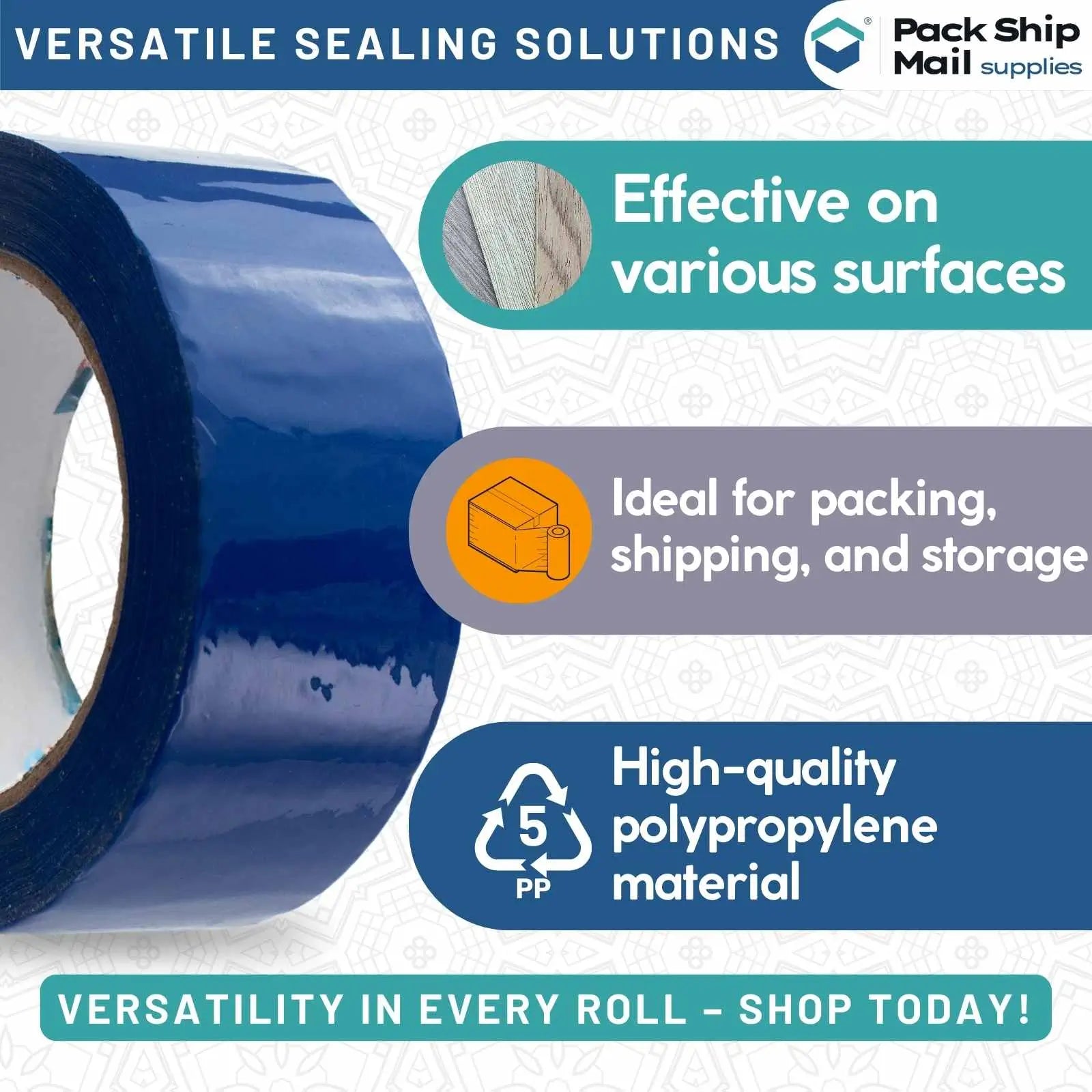 Image showing a case of 24 rolls of 3-inch by 110-yard 2 MIL blue carton sealing packing tape.