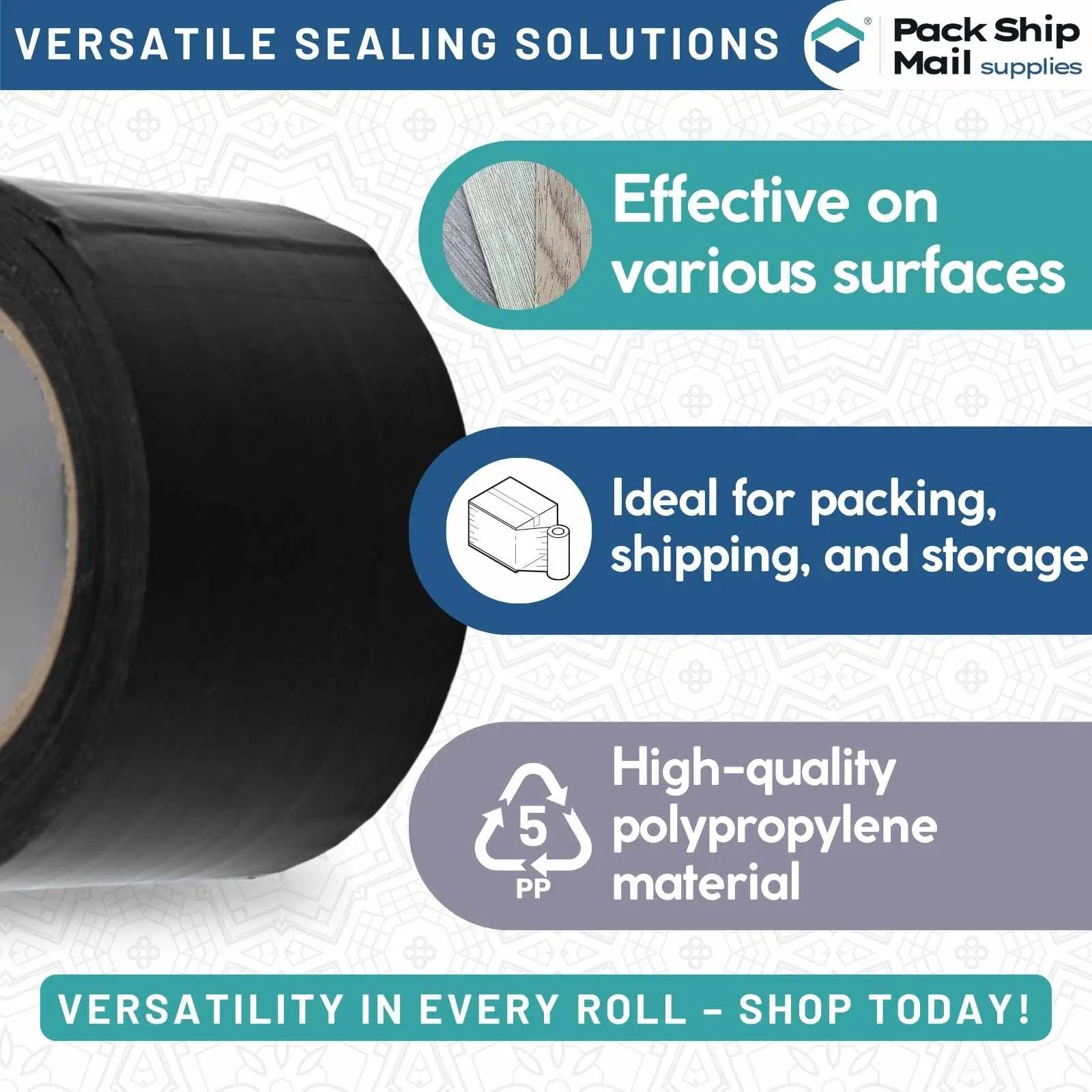 Image showing a case of 36 rolls of 2-inch by 110-yard 2 MIL black carton sealing packing tape.