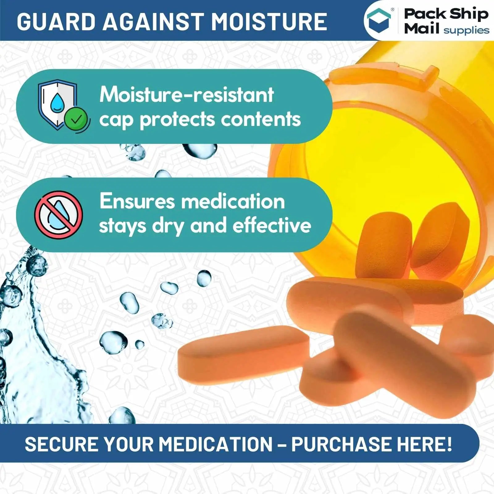 A bulk case of 550, 13 Dram Amber Vials with reversible caps, highlighting their secure and easy-to-use design, perfect for protecting light-sensitive medications.