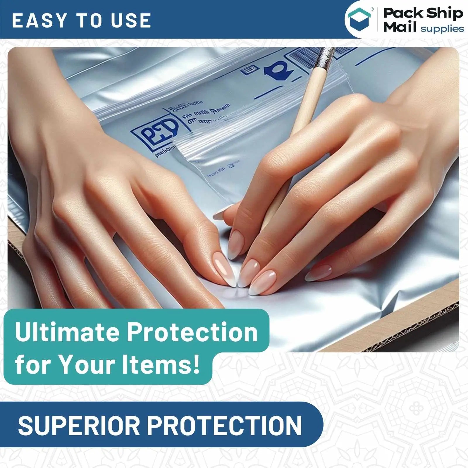 Twenty-five 24" x 24" poly mailers efficiently packed in a case, showcasing their expansive design and capability for securely shipping large or multiple items.