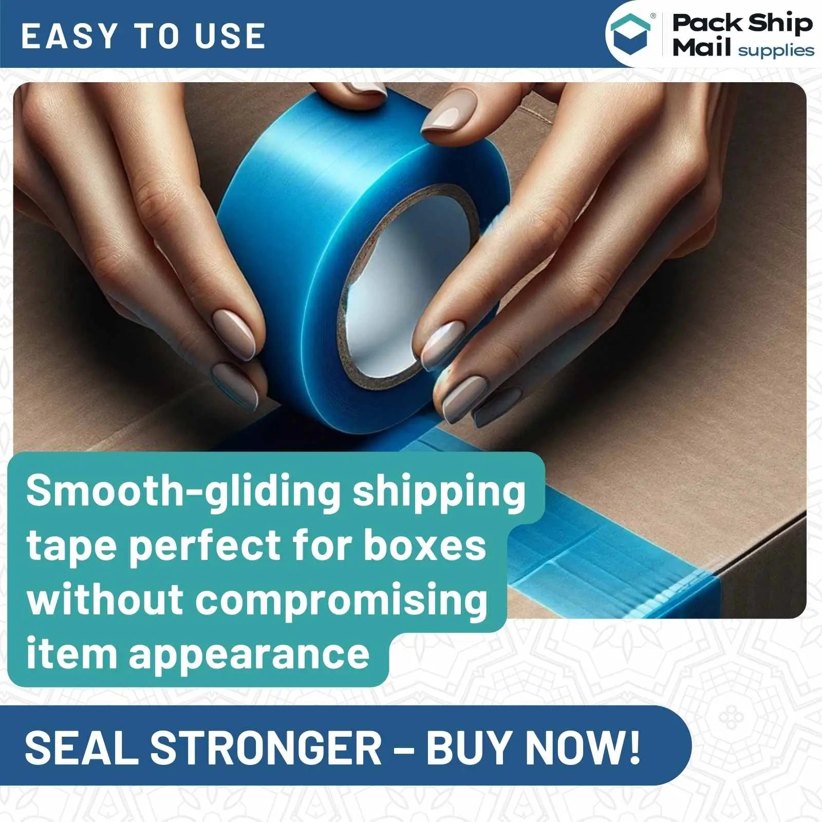 Image showing a case of 24 rolls of 3-inch by 110-yard 2 MIL blue carton sealing packing tape.