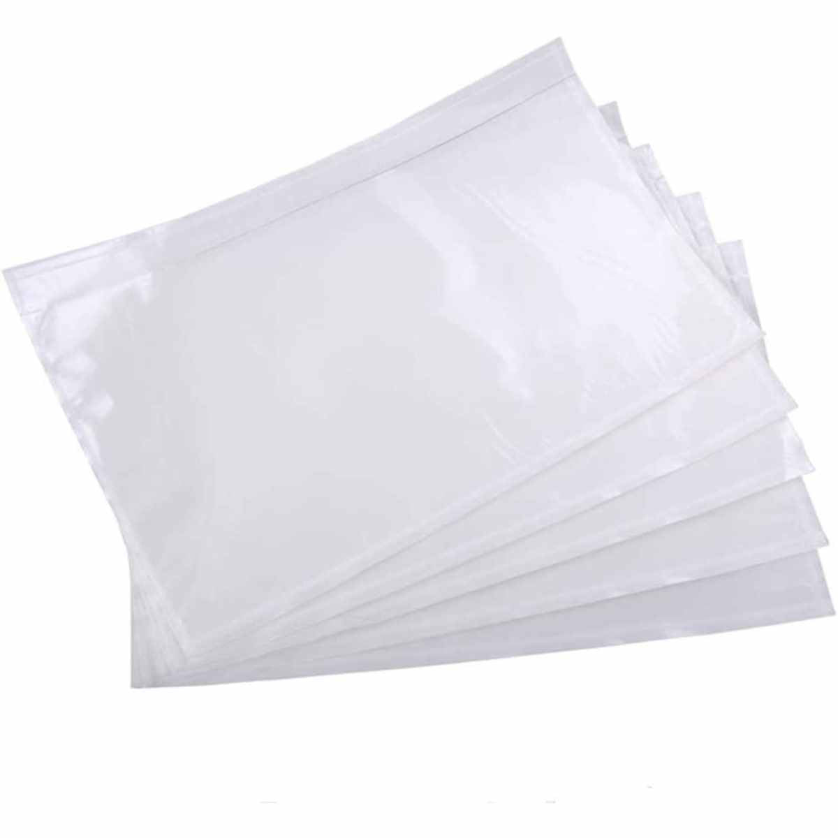 Case of 1000 clear packing list envelopes, each measuring 7.5 x 5.5 inches.