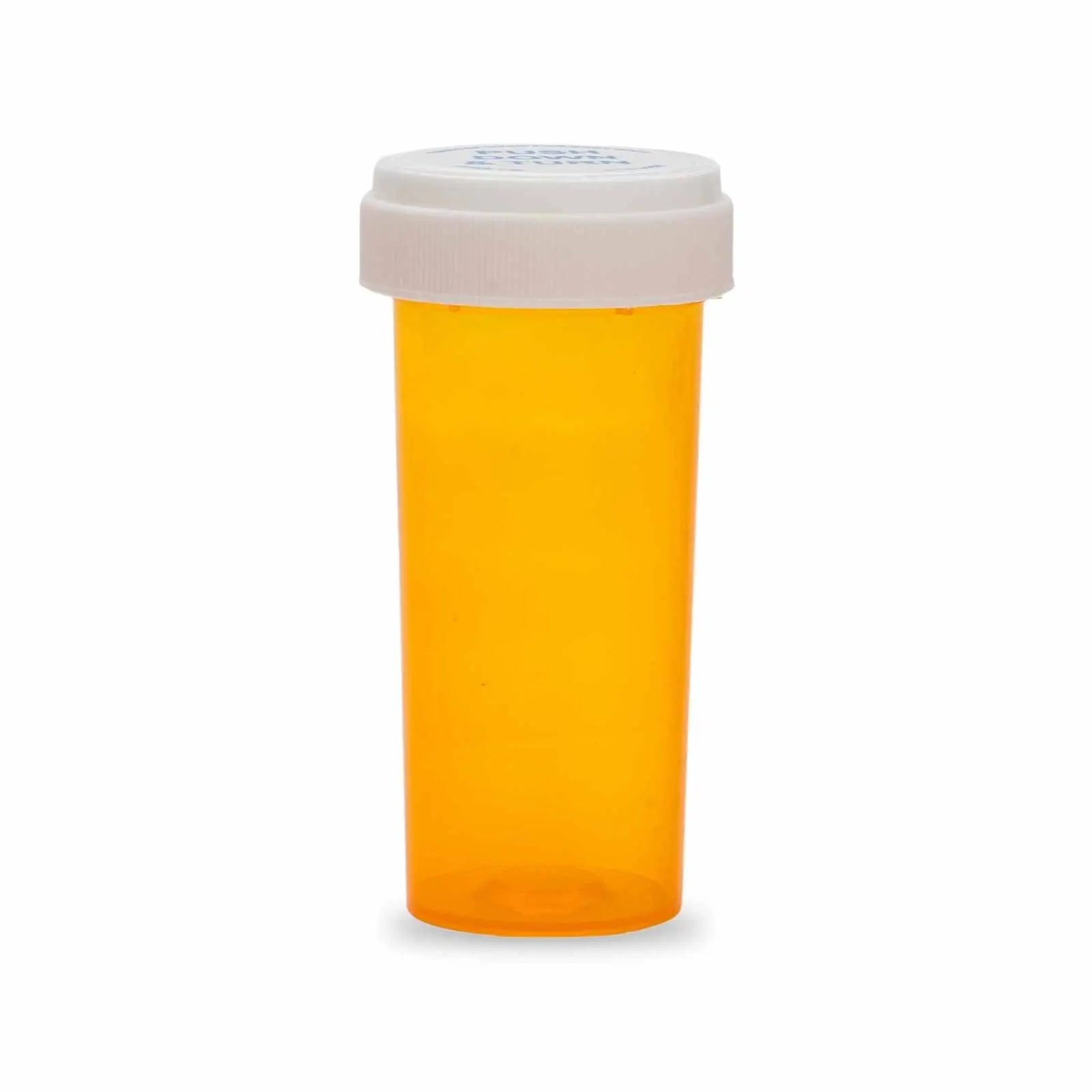 The image showcases a case containing 30 dram amber reversible cap vials, with a total of 50 vials. Ideal for secure storage and organization.