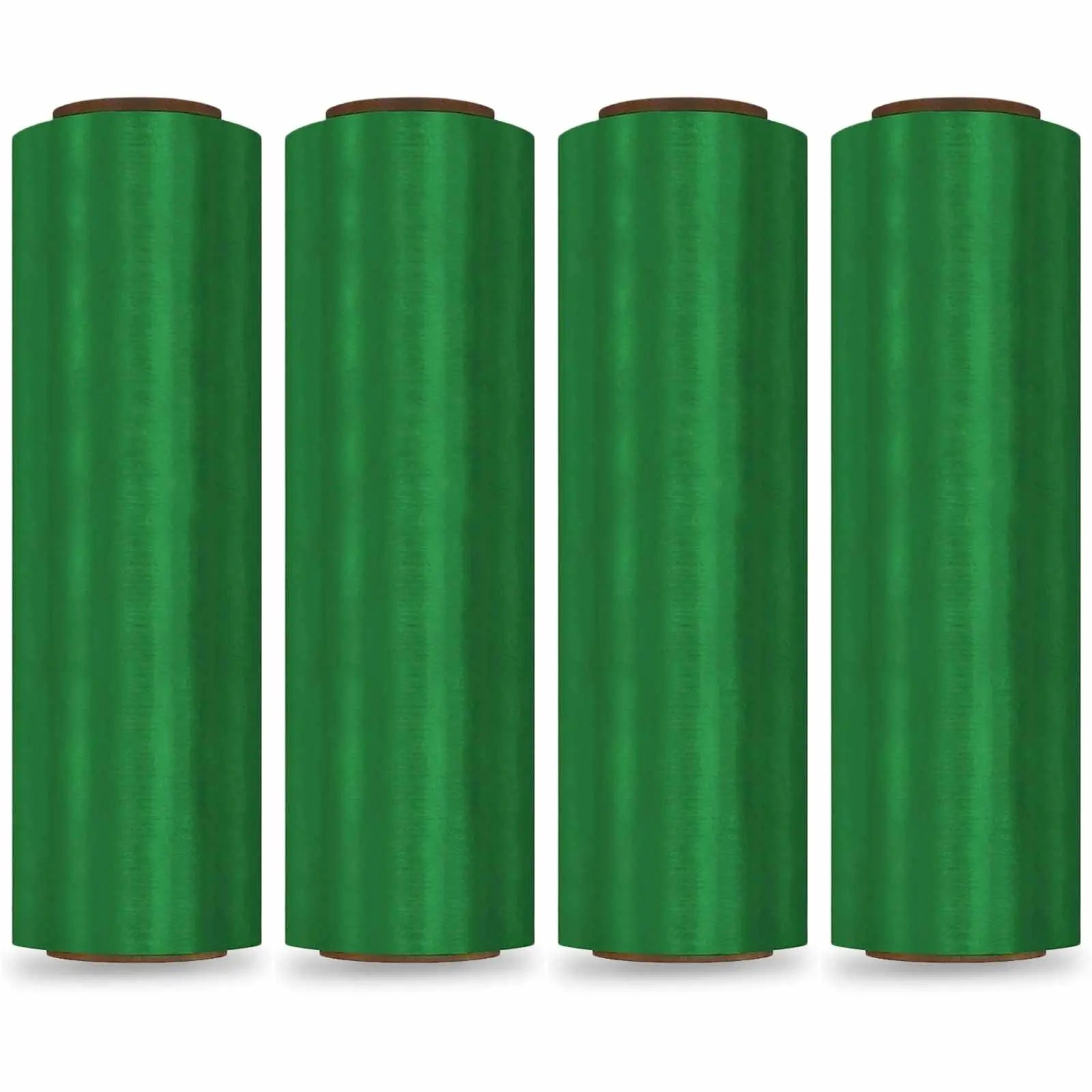 Four rolls of 18-inch by 1000-feet 85 gauge blown stretch green film, neatly packaged in a case.