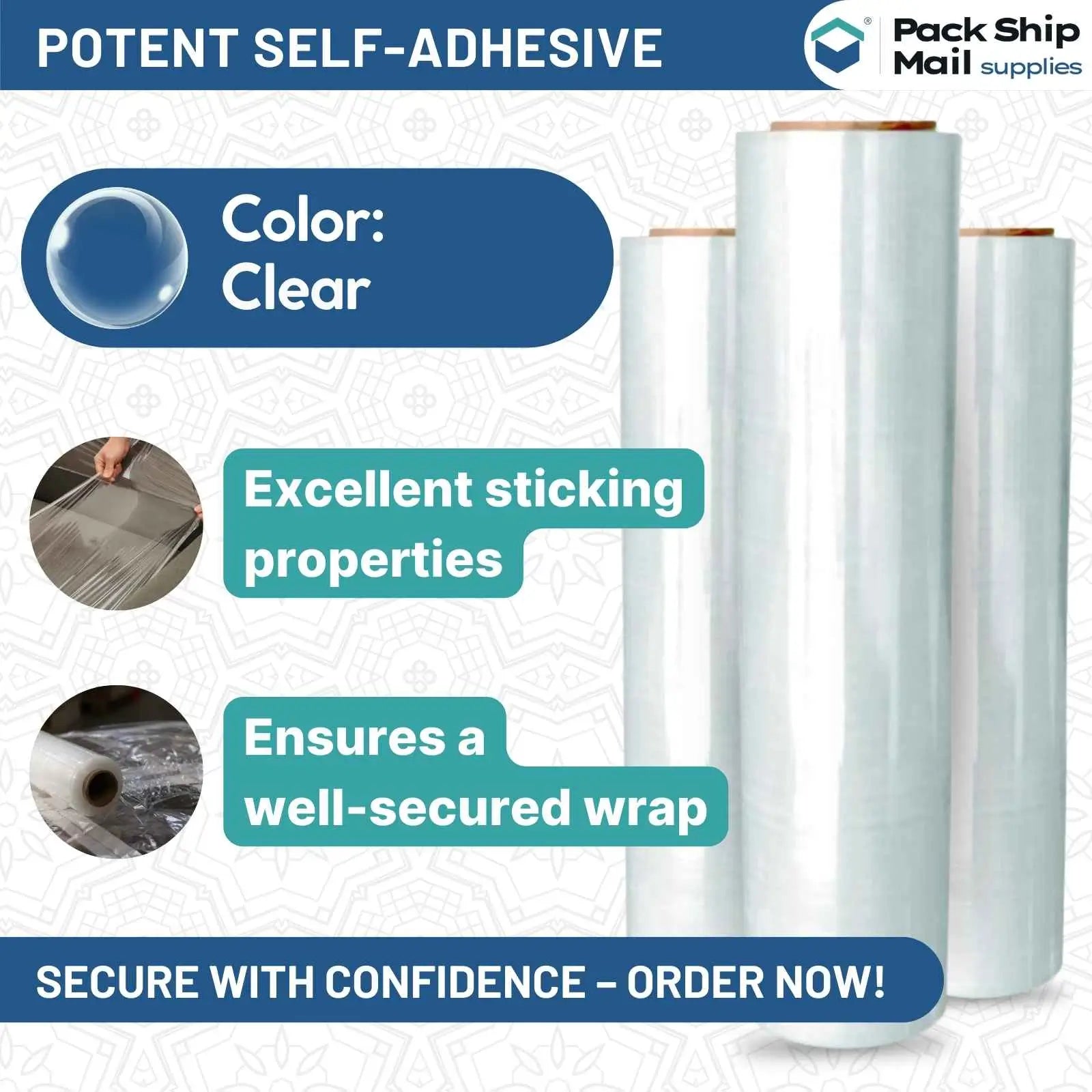 One roll of 20-inch by 5000-feet 80 gauge cast machine stretch clear film, individually packaged in a case.